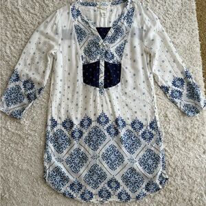 Women's H&M Tunic Dress Size 6 White and Blue